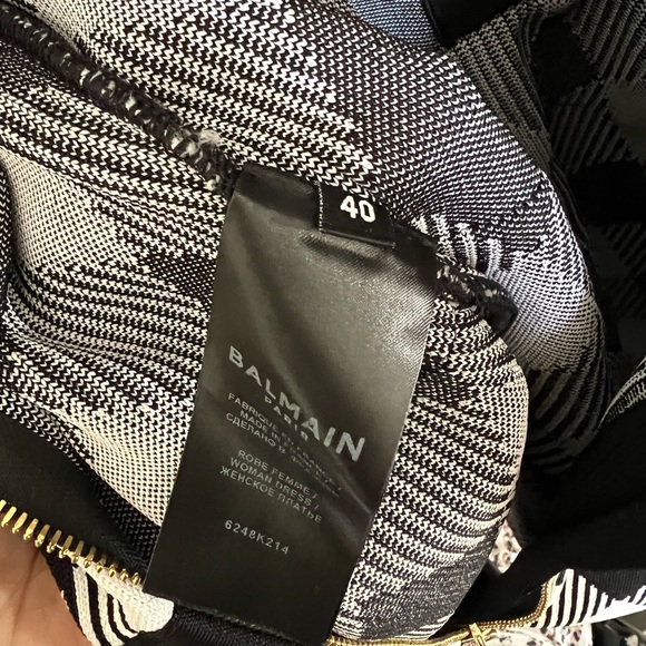 Balmain Gingham Jacquard Lace-Up Dress – Size 40 (Excellent Condition) - Picture 7 of 11